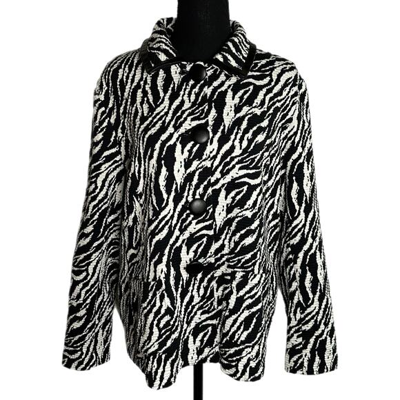 JM Collection Black & White Animal Print Jacket, XL, Pre-owned - Picture 1 of 5